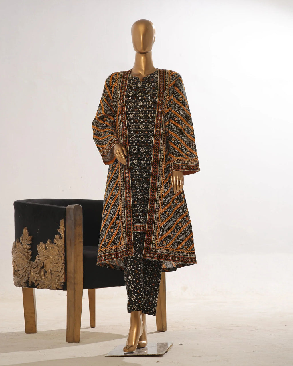 Presenting "Fusion Jacket" Digital Printed Three Pc Dress