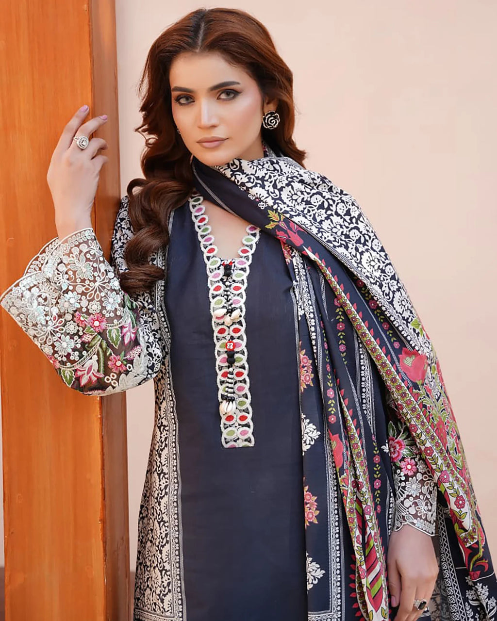 "Rangni" Designer Printed Embroidered Three Piece Suits