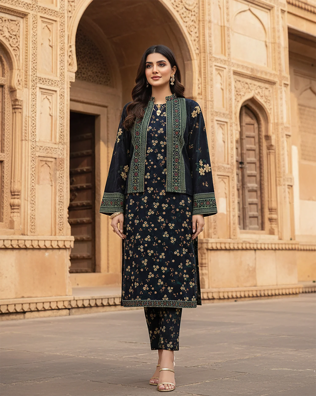 Presenting "Fusion Jacket" Digital Printed Three Pc Dress