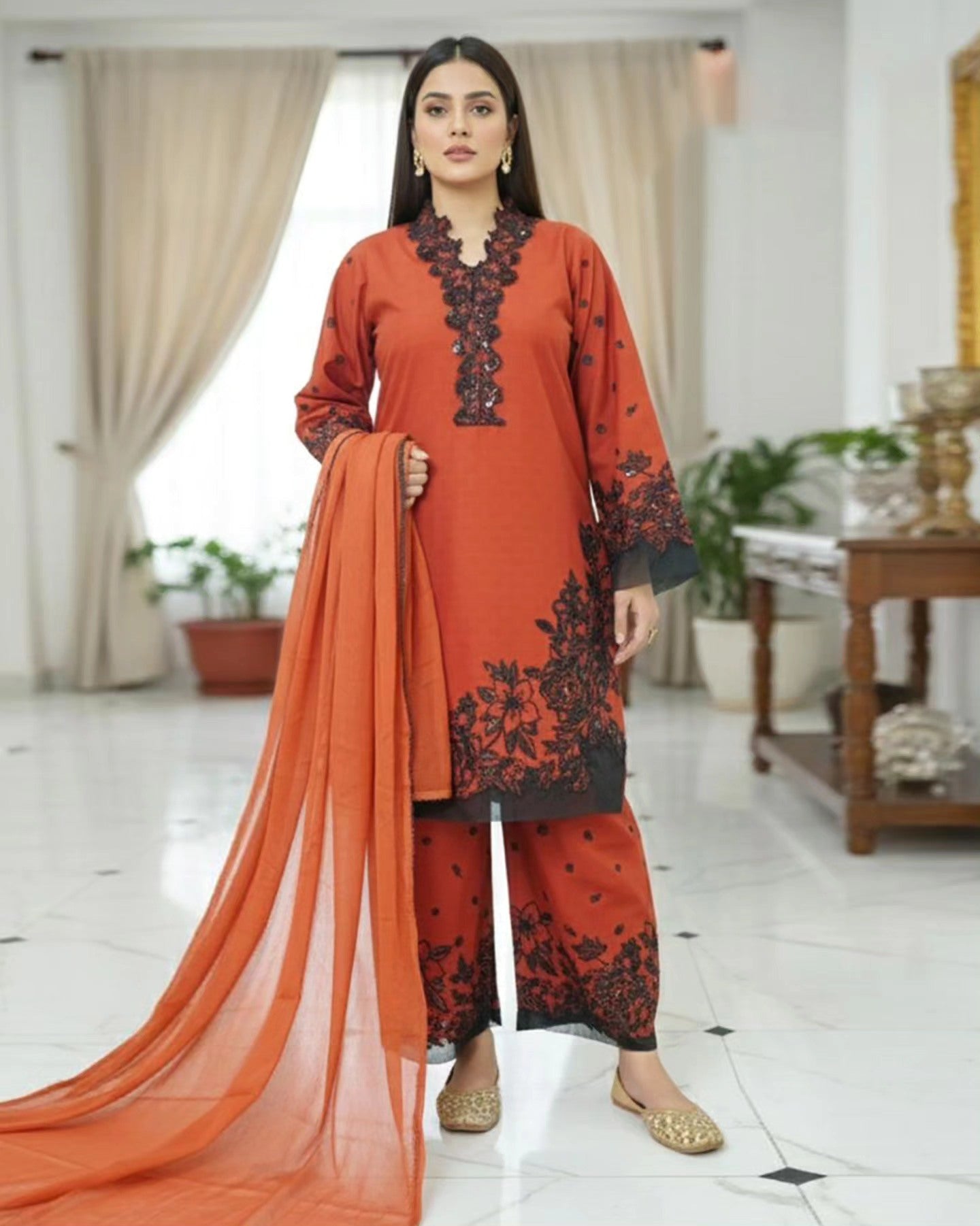 Presenting "Sumbal" Designer Embroidered Three Piece Suits