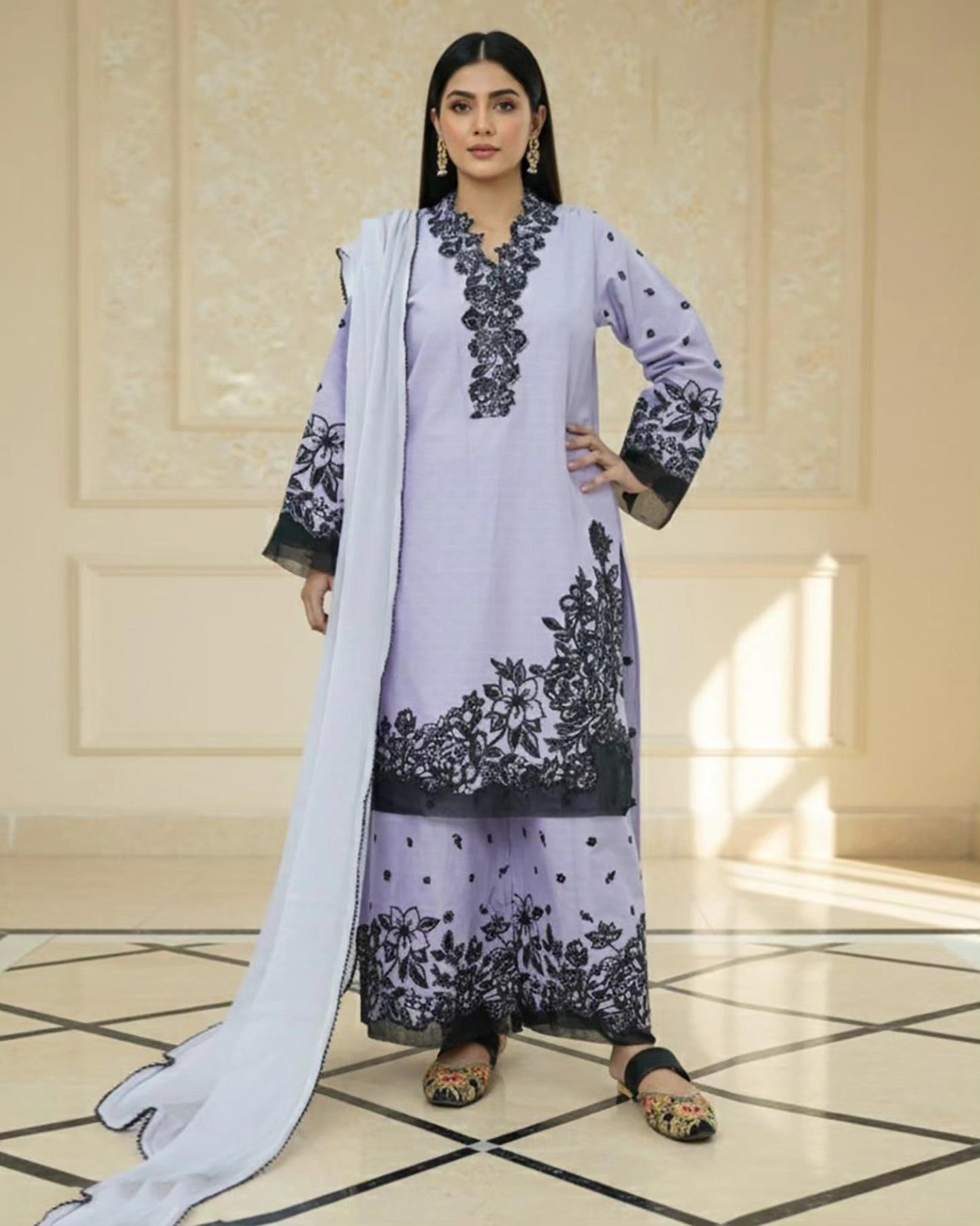 Presenting "Sumbal" Designer Embroidered Three Piece Suits