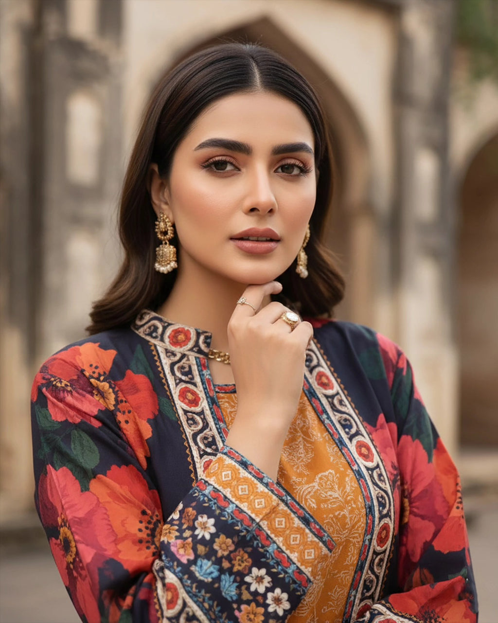 Presenting "Fusion Jacket" Digital Printed Three Pc Dress