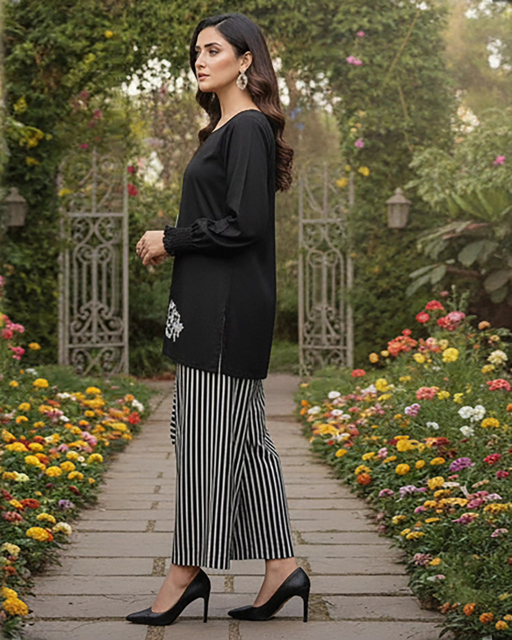 Designer Embroidered Digital Printed Three Pc Dress