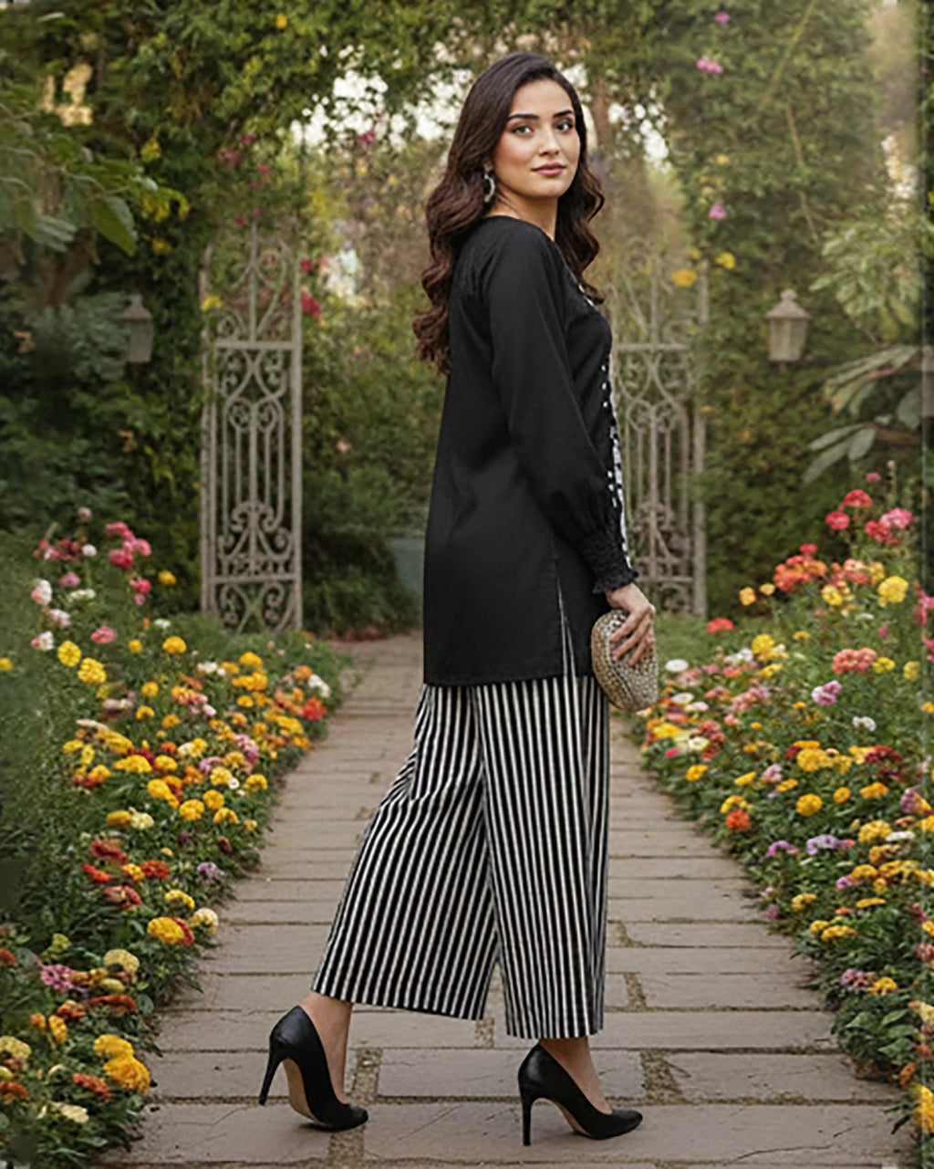 Designer Embroidered Digital Printed Three Pc Dress