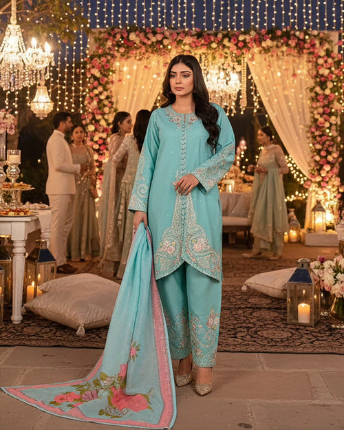 "Diva" Semi Formal Embroidered Three Piece Suits