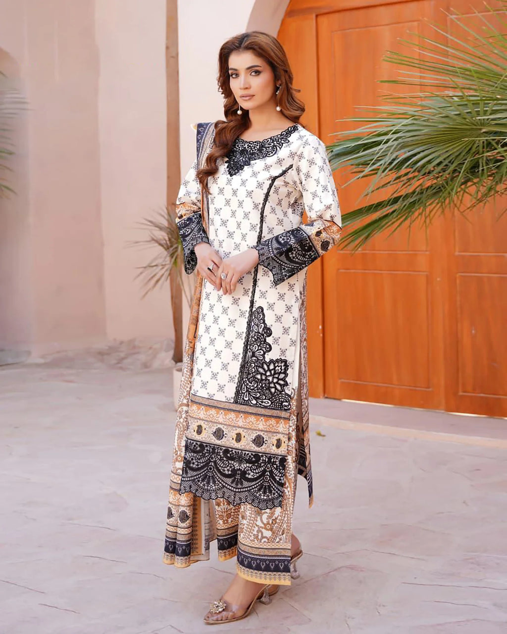 "Rangni" Designer Printed Embroidered Three Piece Suits