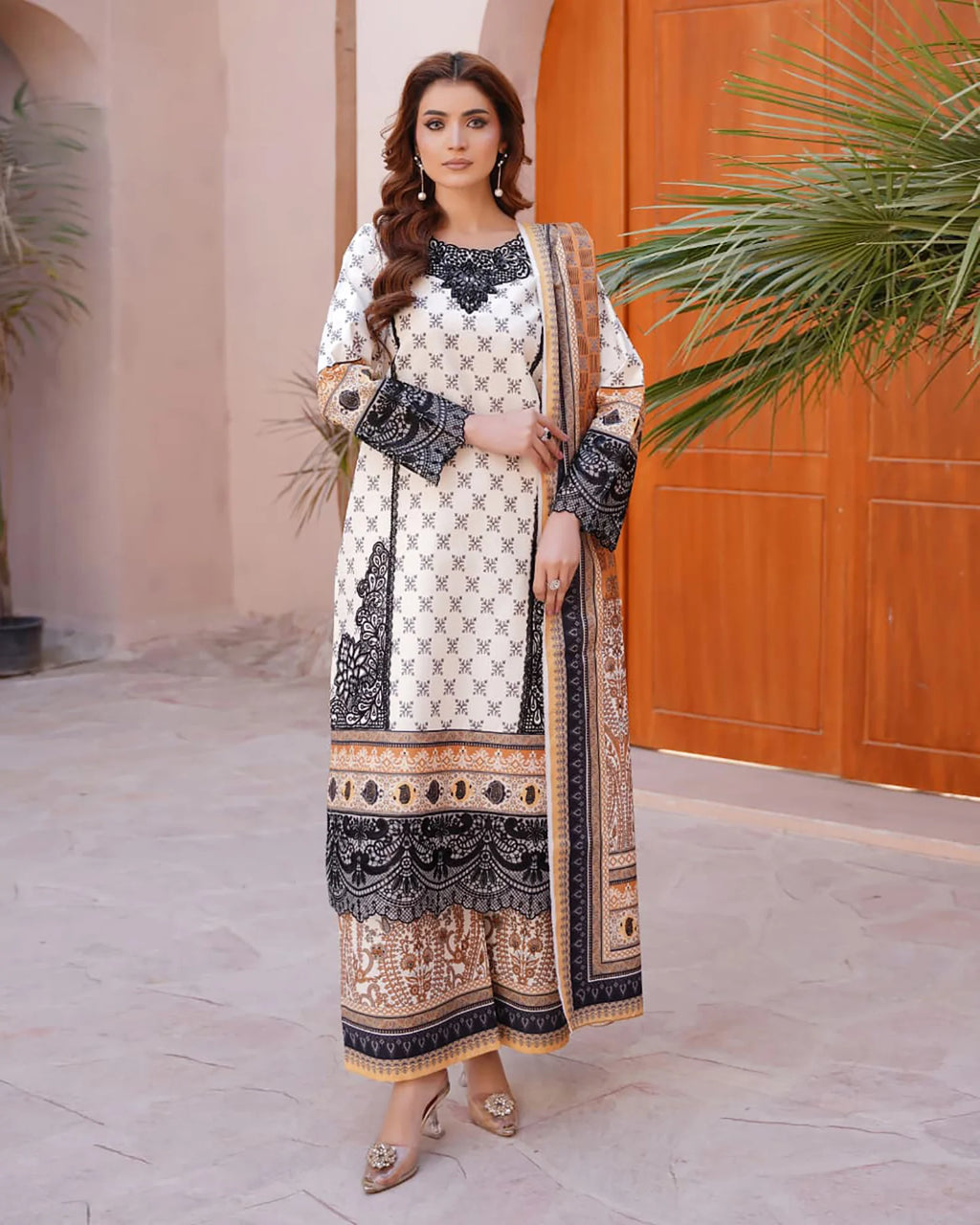 "Rangni" Designer Printed Embroidered Three Piece Suits