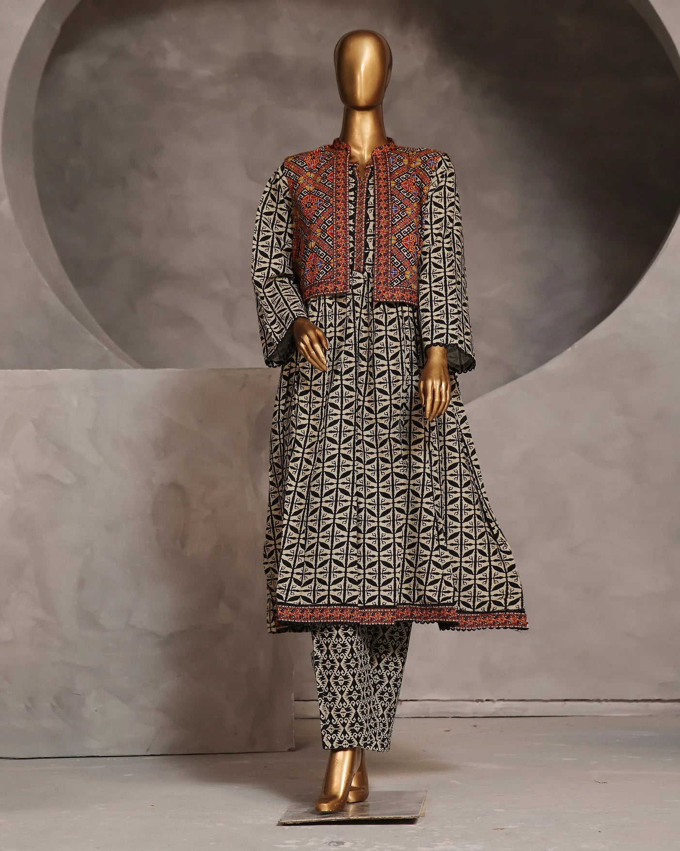 Presenting "Fusion Jacket" Digital Printed Three Pc Dress