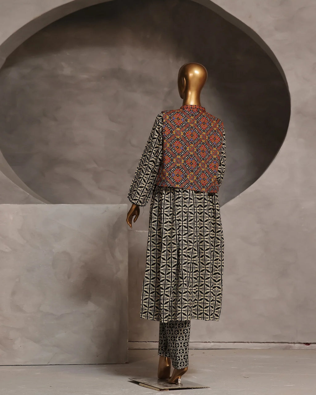 Presenting "Fusion Jacket" Digital Printed Three Pc Dress
