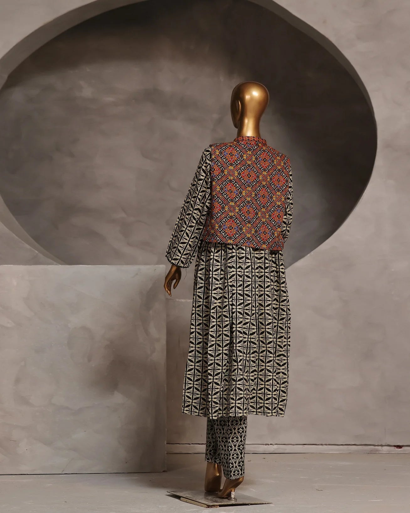 Presenting "Fusion Jacket" Digital Printed Three Pc Dress