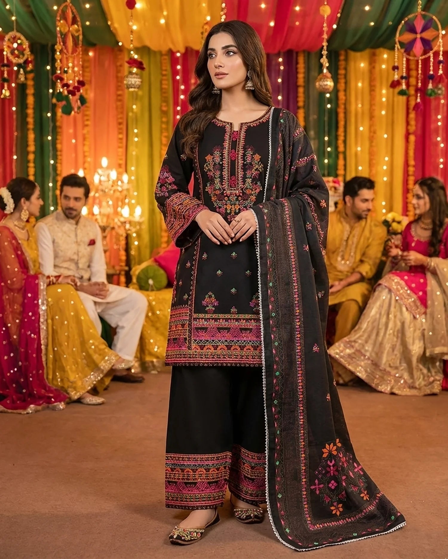 Presenting "Nain Tara" Designer Digital Printed Three Piece Suit