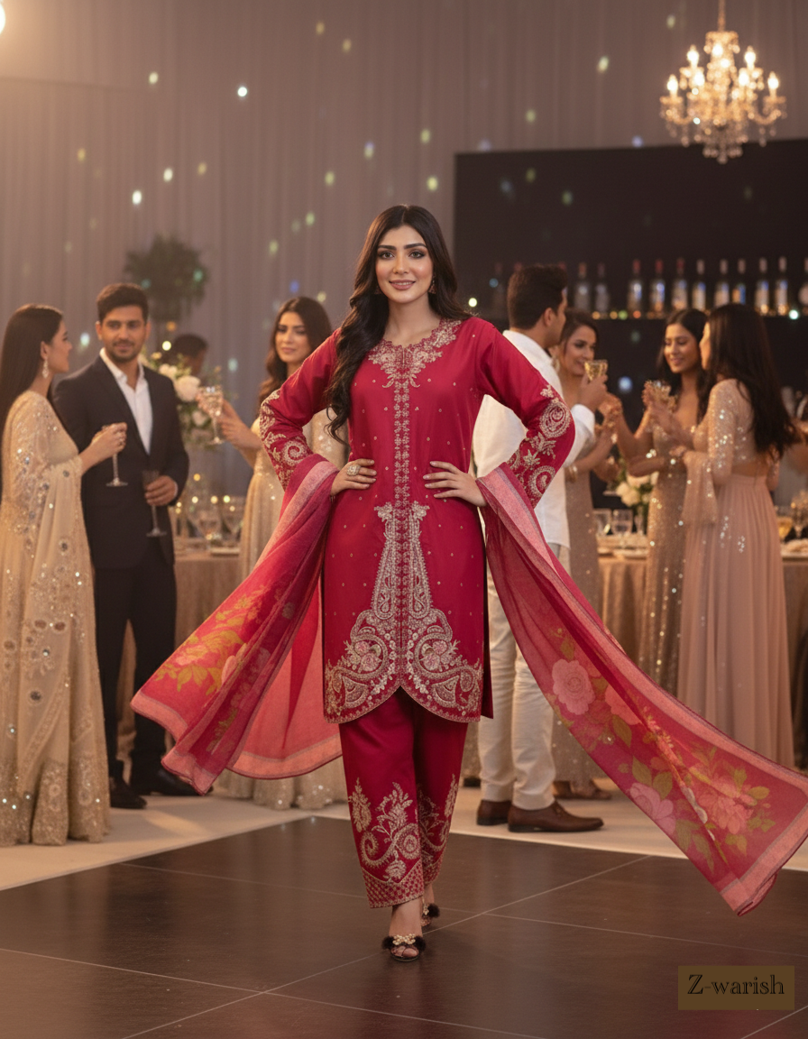 "Diva" Semi Formal Embroidered Three Piece Suits
