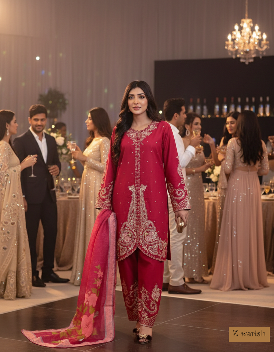 "Diva" Semi Formal Embroidered Three Piece Suits