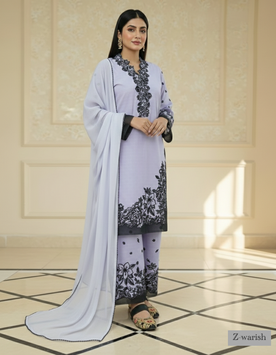 Presenting "Sumbal" Designer Embroidered Three Piece Suits