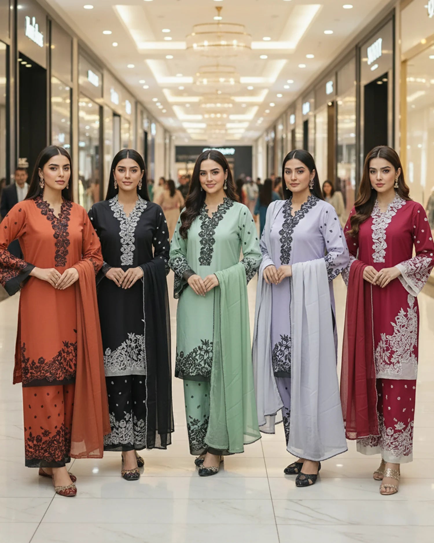 Presenting "Sumbal" Designer Embroidered Three Piece Suits