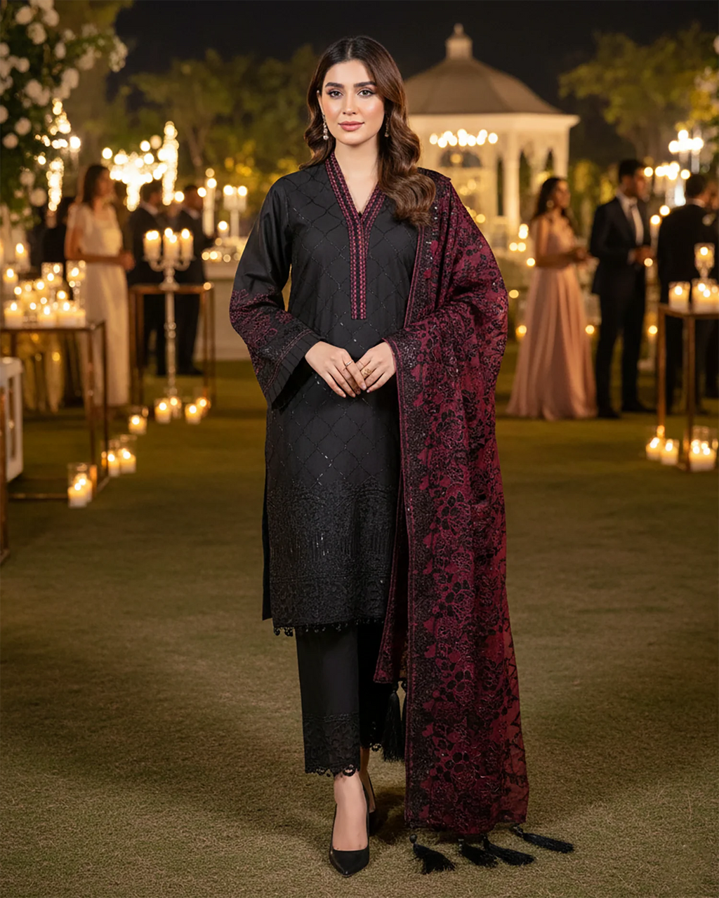Presenting "Aswad" Semi Formal Embroidered Three Piece Suits