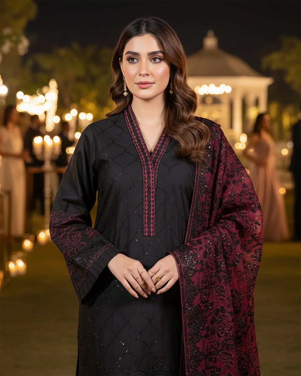 Presenting "Aswad" Semi Formal Embroidered Three Piece Suits