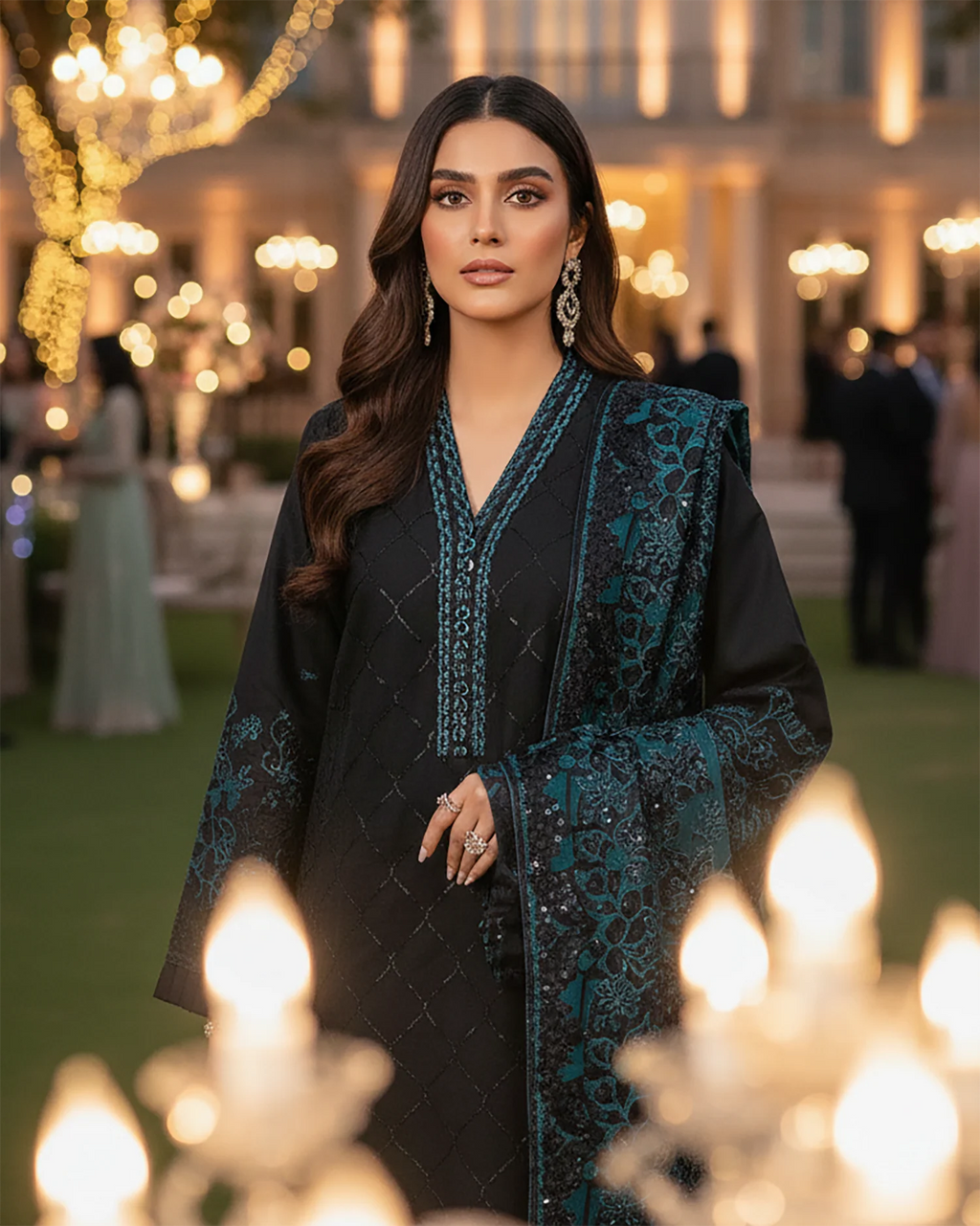 Presenting "Aswad" Semi Formal Embroidered Three Piece Suit